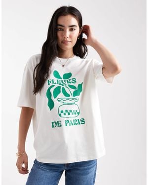 Threadbare Cotton Short Sleeve Fleurs Graphic T-shirt - White