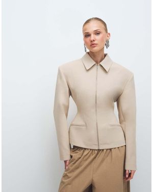 ASOS Tailored Sculpted Cinch Waist Zip Through Jacket - Grey
