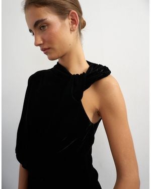 TOPSHOP Velvet Twist Top - Black