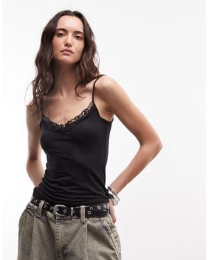 Monki Lace Soft Cami Top - Black