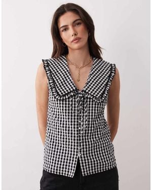 Nobody's Child Blair Blouse With Ruffle Trim Collar - Black