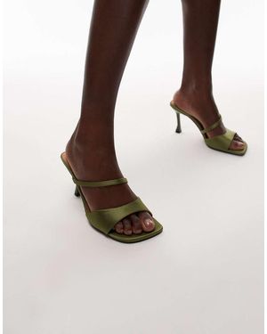 TOPSHOP Mules Verdes De Tacón Alto Con Correa Fiona De