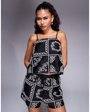 River Island Handkerchief Cami Top Co-ord - Grey