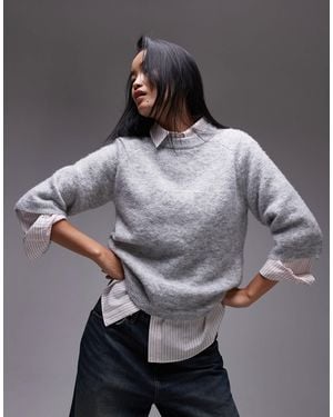 TOPSHOP Knitted T-shirt - Gray