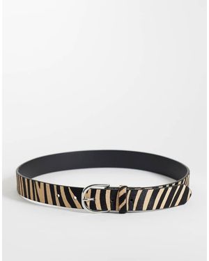 Mango Teen Riem Van Ponyhaar Met Zebra - Grijs