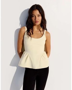Bershka Peplum Strappy Top - Natural