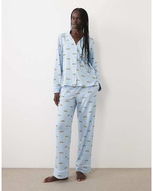 DKNY Long Sleeve Cotton Pyjama Set - Blue