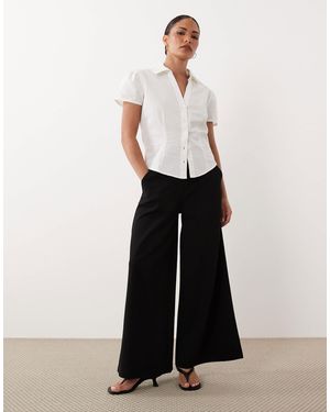 JDY Petite Pantalon large à taille haute - Blanc
