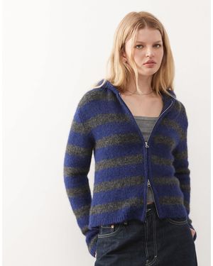 Weekday Slim Fit Knitted Hoodie - Blue
