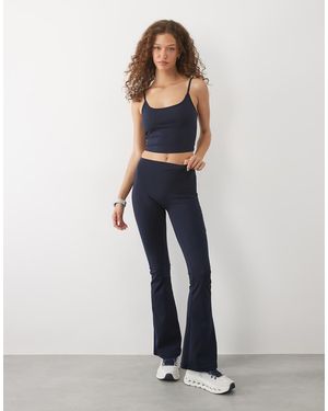 4505 Leggings Da Yoga Slim A Vita Bassa Morbidi Al Tatto - Blu