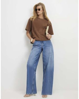 River Island Oversized Barrel Leg Jeans - Blue