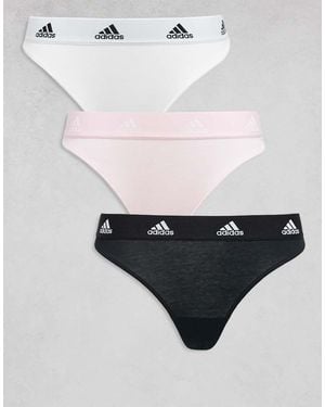 adidas 3 Pack Active Comfort Cotton Thongs - White