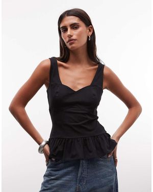 ASOS Hemdje Met Naaddetail En Peplumzoom - Zwart