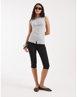 River Island Button Down Tank Top - Natural