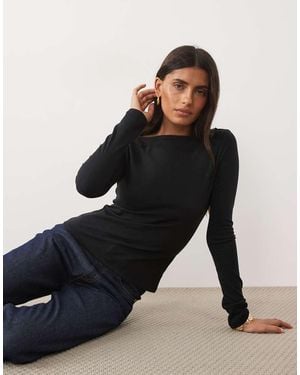 ASOS Supersoft Crew Neck Long Sleeve Top - Black