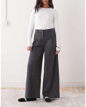 Monki High Waist Wide Leg Tailored Trousers - White