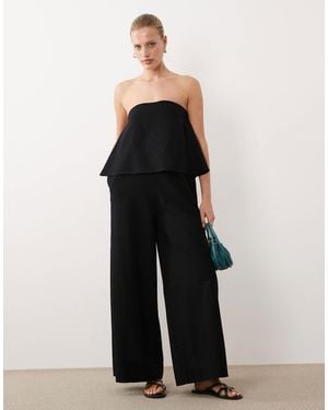 ASOS Bandeau Double Layer Jumpsuit - Black