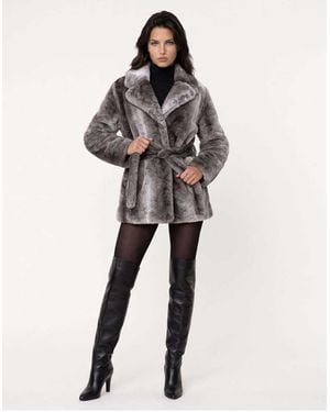 Harry Brown Sabine Belted Fur Coat - Grey