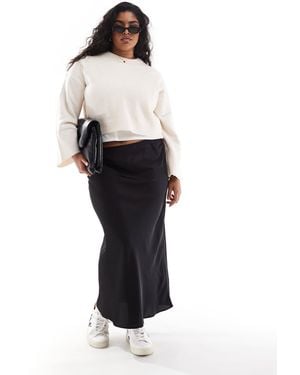ASOS Asos Design Curve Satin Bias Midi Skirt - Black