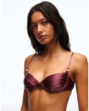 Bershka Satin Underwi Bikini Top - Black