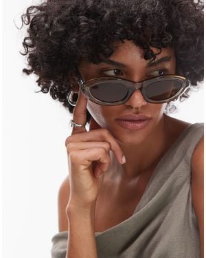 TOPSHOP – paros – ovale sonnenbrille - Schwarz