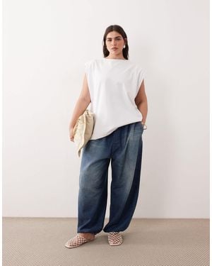 ARRANGE Curve Quinn Drawcord Waist Barrel Jeans - Blue
