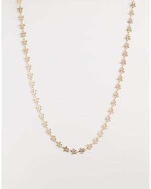 ASOS Short Necklace With Mini Flower Detail - Natural