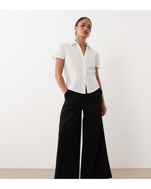 JDY Petite Pantaloni A Fondo Ampio Neri A Vita Alta - Bianco