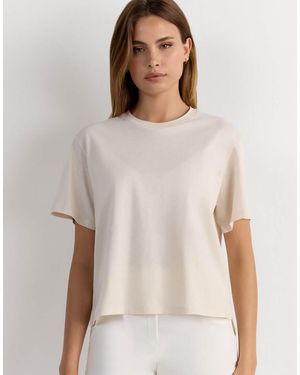 Intimissimi Boxy Fit Short-Sleeved Cotton Top - Natural