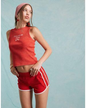 Miss Selfridge Pantaloncini Rossi Con Profili A Contrasto - Rosso