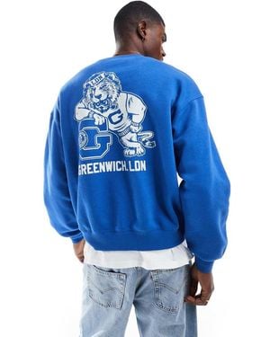 Cotton On Cotton On Box Fit Crew Neck Sweat With Tiger Graphic - Blue