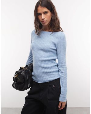 Monki Pull en maille côtelée - Bleu