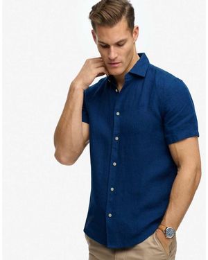 Superdry Riviera Short Sleeve Linen Shirt - Blue