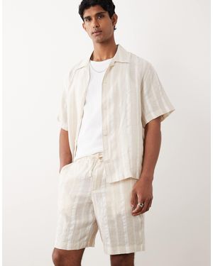 Mango Cotton Mix Relaxed Fit Striped Shorts - White