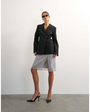 TOPSHOP Co-Ord Gelegenheidsblazer Met Plooien En Strikceintuur - Zwart