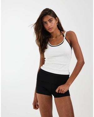 Noisy May Foldover Grommet Mini Shorts - White