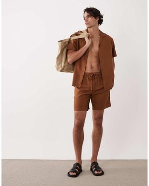 South Beach Linen Blend Shorts - Brown