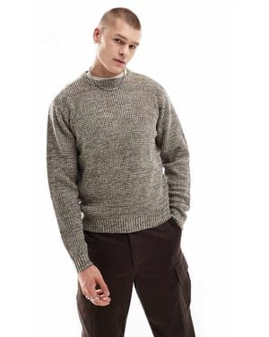 Another Influence Twist Knit Round Neck Jumper - Grey