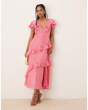 Lovedrobe – gerüschtes midaxi-kleid - Pink