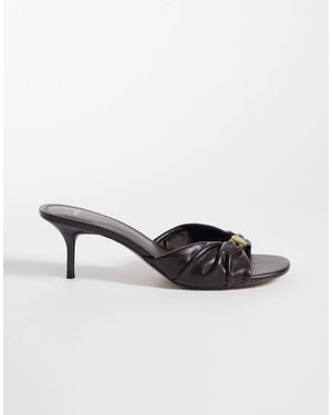 Mango Heeled Mule With Ruched Detail - Natural