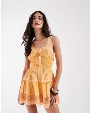 Free People Intimately Fp Boho So Inlove Mini Slip Dress - Orange