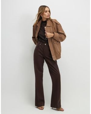 River Island Pleat Detail Bootcut Jeans - Brown