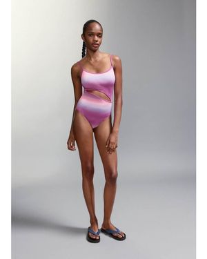 Mango Teen Cut Out Swimsuit - Grey