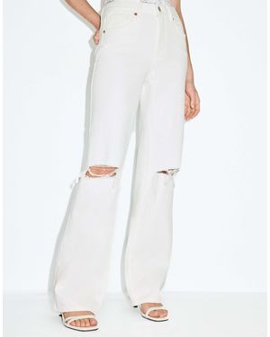 Stradivarius – d92 – zerrissene straight jeans - Weiß