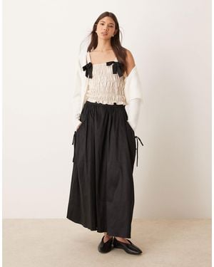 Glamorous Volume Taffeta Midi Skirt - Natural