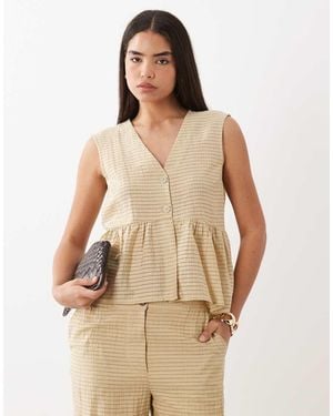 Y.A.S Geruite Top Met Peplumzoom En Textuur - Naturel
