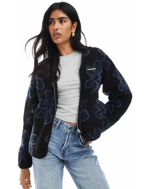 Santa Cruz Relaxed V Neck Sherpa Zip Jacket - Blue