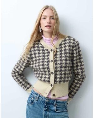 & Other Stories Cashmere Blend Houndstooth Cardigan - Grey
