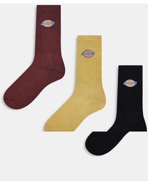 Dickies Valley Grove 3 Pack Crew Socks - Red
