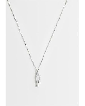 ASOS Collar Con Colgante De Anillo De Acero Inoxidable Resistente Al Agua - Blanco